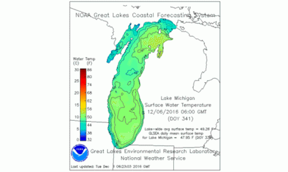 what is the current lake michigan water temperature