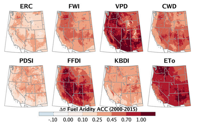 Map: Increase in mean fuel aridity  Climate Signals