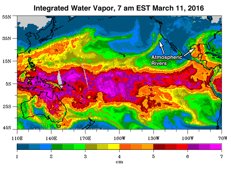 Water Vapor Map Noaa Map: Integrated Water Vapor, 7Am Est March 11 | Climate Signals