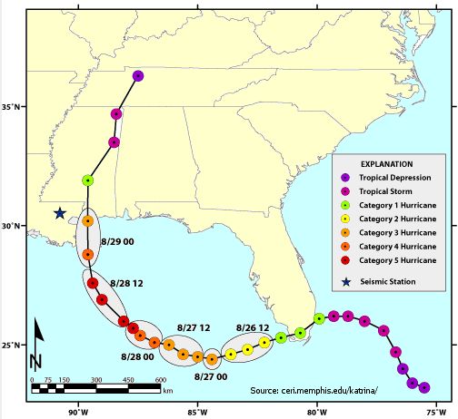 Climate Signals Hurricane Katrina Path   Katrina Path 