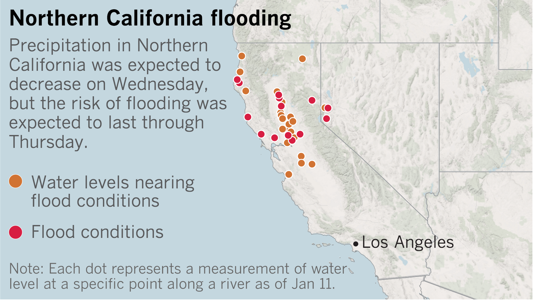 Infographic: Flooding in Northern California as of January 11, 2017