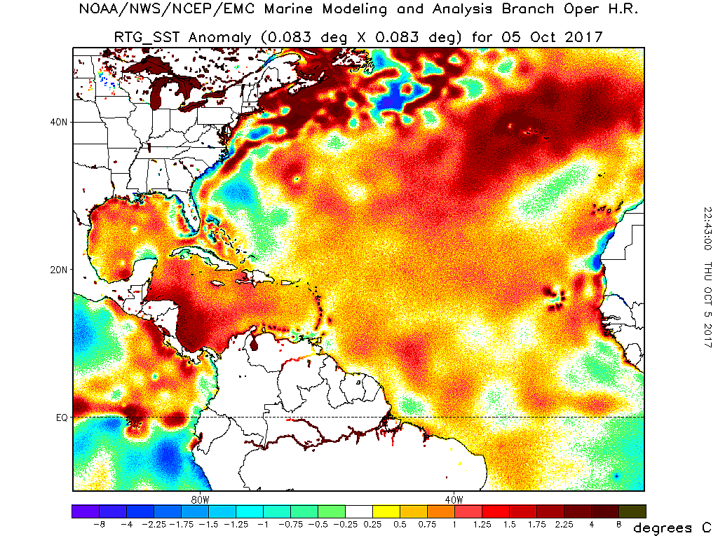 Sea Surface Temperature Map Atlantic Map: Atlantic Sea Surface Temperature Anomaly, October 5, 2017 | Climate  Signals