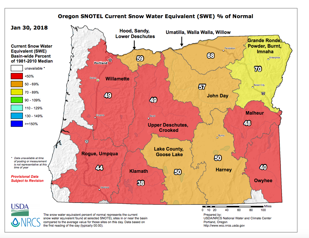 oregon snow levels