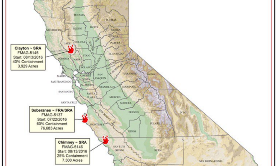 Map: Blue Cut Fire more typical of Fall wildfires, driven by Santa Ana ...