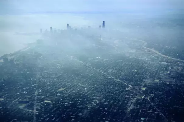 In July 1995, a deadly hot air mass settled over Chicago, killing more than 700 residents. By mid-century, Chicago likely will suffer similar heat waves every summer unless we dramatically reduce global warming emissions. Photo: Gary Braasch