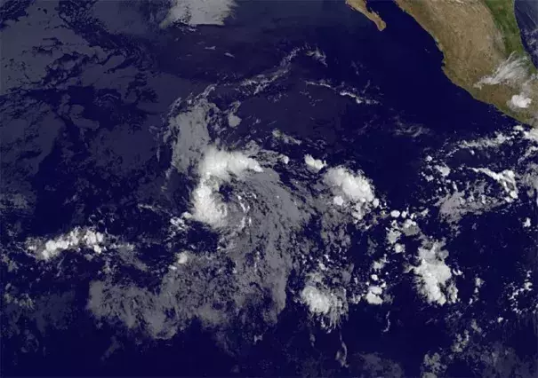 GOES-West infrared satellite image of Invest 90E, taken at 8 am EDT May 9, 2018. Photo: NASA/GSFC