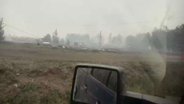 Residents have been posting photos of what's left of Enterprise, N.W.T. Mayor Michael St Amour said nearly 90 per cent of the community has been burned. (Credit: Ron Pierrot/Facebook via CBC News)