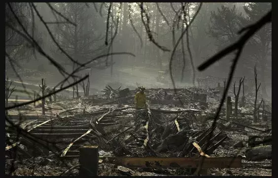 The 2018 Camp Fire left most of Paradise, Calif.’s, 26,000 residents homeless and killed 85 people. (Credit: John Locher/AP)