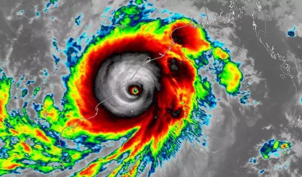 Infrared image of Tropical Cyclone Fani as of 1610Z (12:10 pm EDT) Thursday, May 2, 2019. Image: @SSECRealEarth/University of Wisconsin–Madison