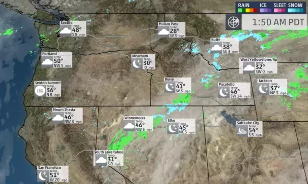 Radar and satellite conditions. Image: The Weather Channel