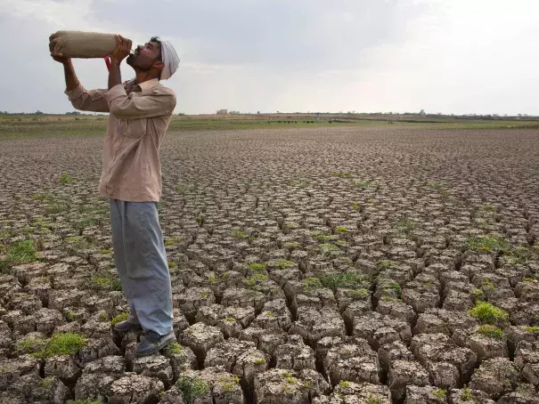 A boy jumps into cooling water in Delhi amid the ongoing heatwave Photo: AP