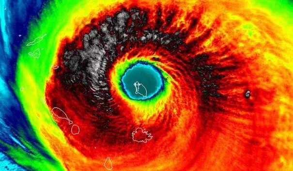 The deadliest weather-related disaster of September was Hurricane Irma, which killed 80 people in the Southeast U.S., and 44 people in the Caribbean and Bahamas.  Image: UW-Madison/CIMSS