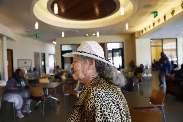 Sylvia Vaughn visits the cooling station at the senior center in San Francisco. The city hit 97 degrees Monday, a record high for June 10. Photo: Lea Suzuki, The Chronicle