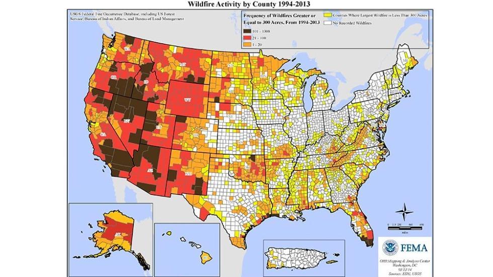 Where Large Wildfires Are Most Common In The U S Climate Signals